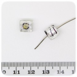 5 PZ - PERLE CUBO CLEAR - PERLINE VETRO FOIL TRASPARENTE 8 MM
