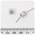 5 PZ - PERLE CUBO CLEAR - PERLINE VETRO FOIL TRASPARENTE 8 MM