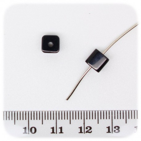 20 PZ - PERLE CUBO NERO - PERLINE VETRO SFACCETTATE 6 MM