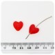5 PZ - PERLINE CUORE ROSSO - PERLE VETRO SATINATO 12 MM