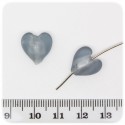 5 PZ - PERLINE CUORE GRIGIO - PERLE VETRO SATINATO 12 MM