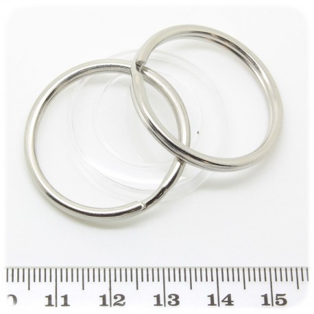2 PZ - ANELLI DOPPI METALLO - MINUTERIA ANELLI BRISE' ACCIAIO INOX TONDI 32 MM