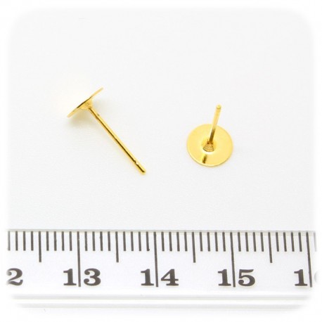 30 PZ - BASE ORECCHINI MONACHELLA PERNO 6 MM - ORO