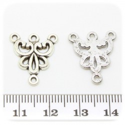 10 PZ - CHANDELIER DECOR PER ORECCHINI 19 MM - METALLO  - 3 OCCHIELLI
