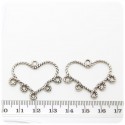 4 PZ - CHANDELIER CUORE PER ORECCHINI 27 MM - METALLO  - 5 OCCHIELLI