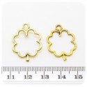 6 PZ - CHANDELIER QUADRIFOGLIO PER ORECCHINI 24 MM - ORO - 1 OCCHIELLO