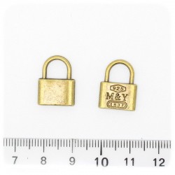 1 PZ - CIONDOLO BROZNO LUCCHETTO - PENDENTE METALLO CHARM ARGENTO TIBETANO