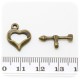 10 PZ - CHIUSURA INCASTRO CUORE 13 MM - BRONZO