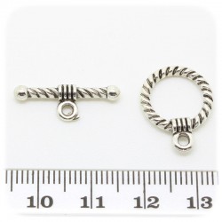 10 PZ - CHIUSURA T-BAR METALLO - MINUTERIA TERMINALE BIJOUX INCASTRO CERCHIO