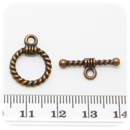 10 PZ - CHIUSURA T-BAR RAME - MINUTERIA TERMINALE BIJOUX INCASTRO CERCHIO