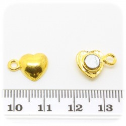 2 PZ - CHIUSURA ORO CALAMITA - TERMINALE BRACCIALE E COLLANA MAGNETICA CUORE 10 MM