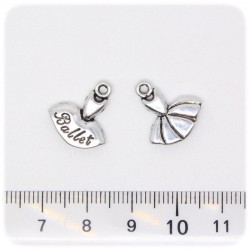 1 PZ - CIONDOLO METALLO TUTU - PENDENTE METALLO CHARM ARGENTO TIBETANO