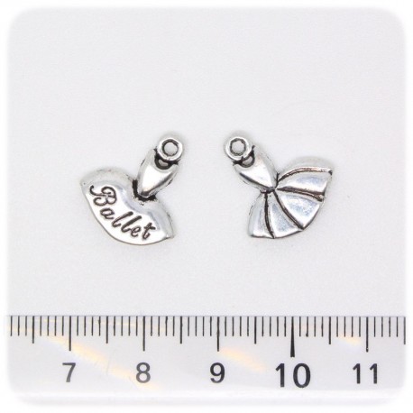 1 PZ - CIONDOLO METALLO TUTU - PENDENTE METALLO CHARM ARGENTO TIBETANO