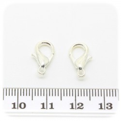 20 PZ - CHIUSURA ARGENTO 14 MM - MINUTERIA MOSCHETTONE COLLANE E BRACCIALI BIJOUX