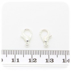 20 PZ - CHIUSURA ARGENTO 12 MM - MINUTERIA MOSCHETTONE COLLANE E BRACCIALI BIJOUX