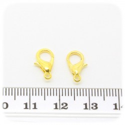 20 PZ - CHIUSURA ORO 12 MM - MINUTERIA MOSCHETTONE COLLANE E BRACCIALI BIJOUX