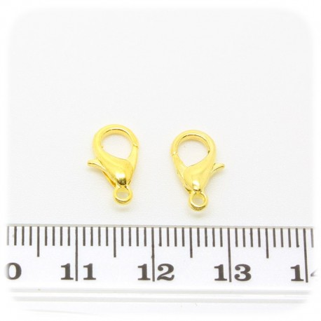 20 PZ - CHIUSURA ORO 12 MM - MINUTERIA MOSCHETTONE COLLANE E BRACCIALI BIJOUX