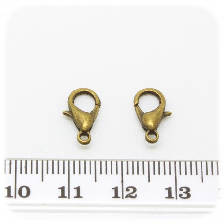 20 PZ - CHIUSURA BRONZO 12 MM - MINUTERIA MOSCHETTONE COLLANE E BRACCIALI BIJOUX
