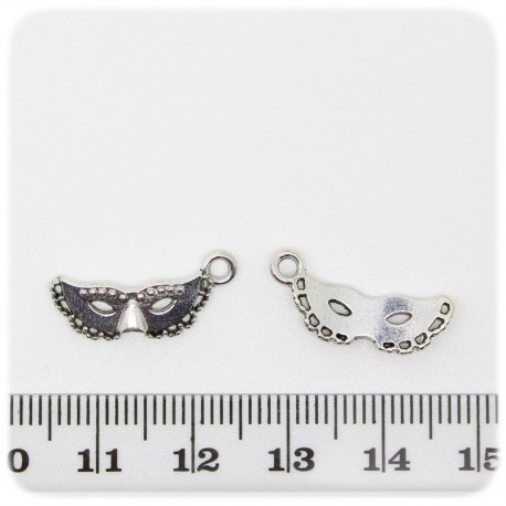 1 PZ - CIONDOLO METALLO MASCHERA - PENDENTE METALLO CHARM ARGENTO TIBETANO