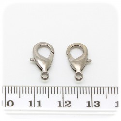 20 PZ - CHIUSURA NERO 15 MM - MINUTERIA MOSCHETTONE COLLANE E BRACCIALI BIJOUX
