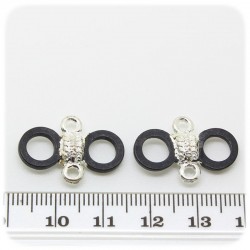 10 PZ -CONNETTORE LINK FARFALLA 15 MM - NERO/ARGENTO