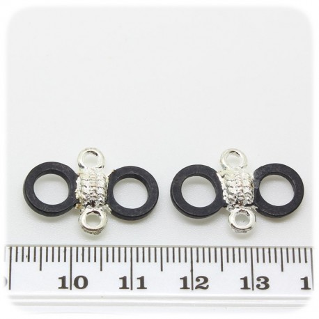 10 PZ -CONNETTORE LINK FARFALLA 15 MM - NERO/ARGENTO