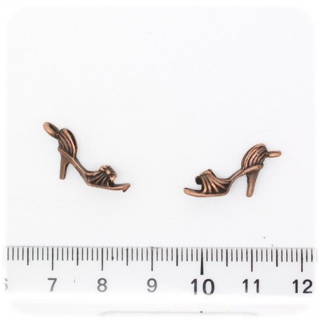 1 PZ - CIONDOLO RAME SCARPETTA - PENDENTE METALLO CHARM ARGENTO TIBETANO
