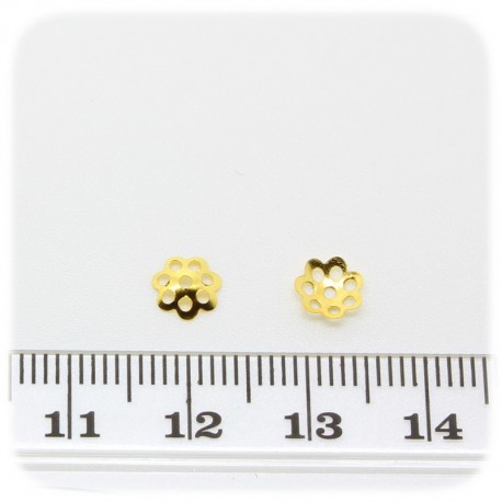 100PZ - COPPETTA COPRIPERLA TRAFORATA 6 MM - ORO