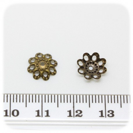 100 PZ - COPPETTA COPRIPERLA TRAFORATA 10 MM - BRONZO