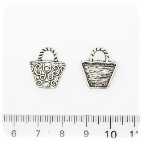 1 PZ - CIONDOLO METALLO BORSA - PENDENTE METALLO CHARM ARGENTO TIBETANO