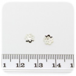 100 PZ - COPPETTA COPRIPERLA TRAFORATA 6 MM - ARGENTO