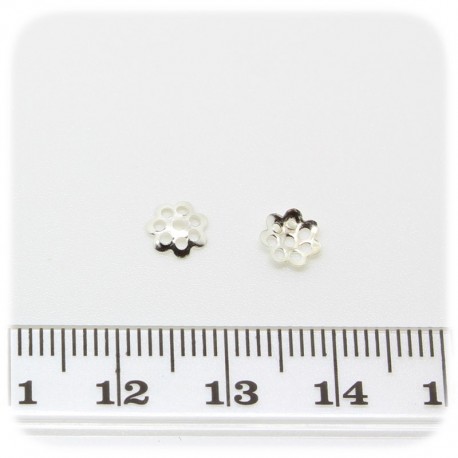 100 PZ - COPPETTA COPRIPERLA TRAFORATA 6 MM - ARGENTO
