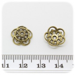 10 PZ - COPPETTA COPRIPERLA TRAFORATA 12 MM - BRONZO