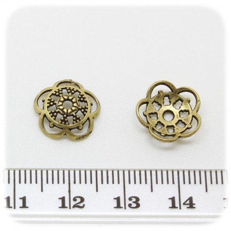 10 PZ - COPPETTA COPRIPERLA TRAFORATA 12 MM - BRONZO