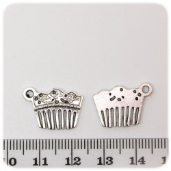 1 PZ - CIONDOLO METALLO PETTINE - PENDENTE METALLO CHARM ARGENTO TIBETANO