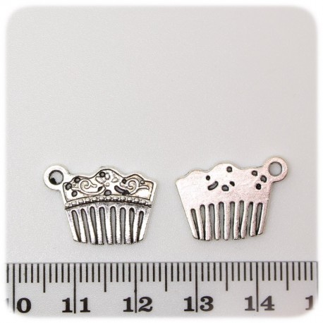 1 PZ - CIONDOLO METALLO PETTINE - PENDENTE METALLO CHARM ARGENTO TIBETANO