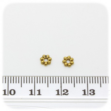 50 PZ - DISTANZIATORE BIGIOTTERIA - DISTANZIALE FIORE 4 MM - ORO