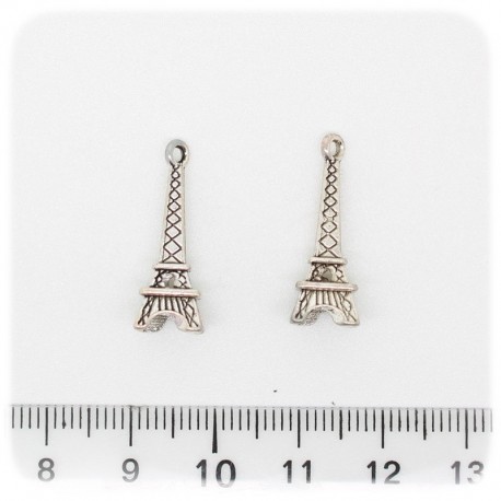1 PZ - CIONDOLO METALLO EIFFEL - PENDENTE CHARM ARGENTO TIBETANO