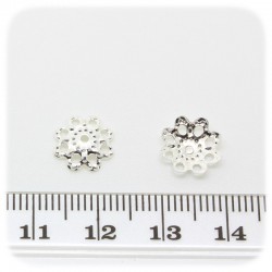 100 PZ - COPPETTA COPRIPERLA TRAFORATA 10 MM - ARGENTO