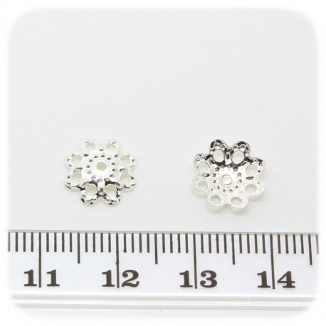 100 PZ - COPPETTA COPRIPERLA TRAFORATA 10 MM - ARGENTO