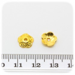 30 PZ - COPPETTA COPRIPERLA DECORATA 9 MM - ORO