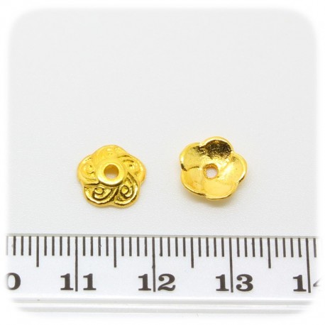 30 PZ - COPPETTA COPRIPERLA DECORATA 9 MM - ORO