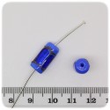 5 PZ - PERLE VETRO BLU - PERLINE VETRO LAMPWORK CILINDRO 16 MM