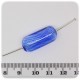 5 PZ - PERLE VETRO BLU - PERLINE VETRO SOFFIATO CILINDRO 26 MM