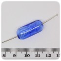 5 PZ - PERLE VETRO BLU - PERLINE VETRO SOFFIATO CILINDRO 26 MM