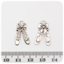 1 PZ - CIONDOLO METALLO SCARPETTE - PENDENTE METALLO CHARM ARGENTO TIBETANO