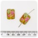 5 PZ - PERLE RETTANGOLO OCRA LAMPWORK - PERLINE VETRO LUME FIORI 18x14 MM