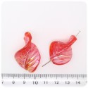 6 PZ - PERLE ROSSO AB FOGLIA - PERLINE VETRO LAMPWORK