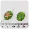 2 PZ - PERLINE VETRO A LUME MARE - PERLE VETRO LAMPWORK OVALE 20 MM