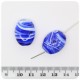 5 PZ - PERLE OLIVA BLU 21x12 MM - PERLINE VETRO OVALI LAMPWORK STRIATE